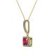 2 - Claire Rhodolite Garnet and Diamond Square Shape Halo Pendant 