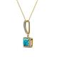 2 - Claire London Blue Topaz and Diamond Square Shape Halo Pendant 