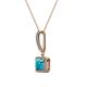 2 - Claire London Blue Topaz and Diamond Square Shape Halo Pendant 