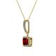 2 - Claire Ruby and Diamond Square Shape Halo Pendant 