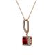 2 - Claire Ruby and Diamond Square Shape Halo Pendant 