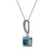 2 - Claire Blue and White Diamond Square Shape Halo Pendant 