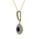 2 - Liz Blue Sapphire and Diamond Teardrop Halo Pendant 