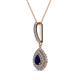 2 - Liz Blue Sapphire and Diamond Teardrop Halo Pendant 