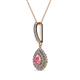 2 - Liz Pink Tourmaline and Diamond Teardrop Halo Pendant 