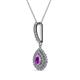 2 - Liz Amethyst and Diamond Teardrop Halo Pendant 