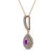 2 - Liz Amethyst and Diamond Teardrop Halo Pendant 