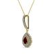 2 - Liz Red Garnet and Diamond Teardrop Halo Pendant 