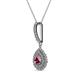 2 - Liz Rhodolite Garnet and Diamond Teardrop Halo Pendant 