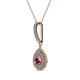 2 - Liz Rhodolite Garnet and Diamond Teardrop Halo Pendant 