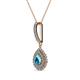 2 - Liz London Blue Topaz and Diamond Teardrop Halo Pendant 