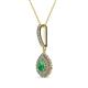 2 - Liz Emerald and Diamond Teardrop Halo Pendant 