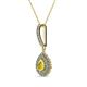 2 - Liz Yellow Sapphire and Diamond Teardrop Halo Pendant 