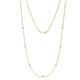 1 - Salina (7 Stn/1.9mm) Aquamarine and Lab Grown Diamond on Cable Necklace 