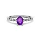 1 - Helen Oval Cut Amethyst Solitaire Promise Ring 