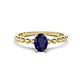 1 - Helen Oval Cut Blue Sapphire Solitaire Promise Ring 