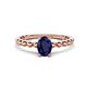 1 - Helen Oval Cut Blue Sapphire Solitaire Promise Ring 