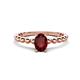 1 - Helen Oval Cut Red Garnet Solitaire Promise Ring 