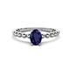 1 - Helen Oval Cut Blue Sapphire Solitaire Promise Ring 