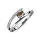 3 - Linnea Bold Oval Smoky Quartz and Round Diamond Bypass Promise Ring 