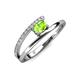 3 - Linnea Bold Oval Peridot and Round Diamond Bypass Promise Ring 