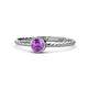1 - Marian Bold Round Amethyst Solitaire Rope Promise Ring 