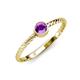 3 - Marian Bold Round Amethyst Solitaire Rope Promise Ring 