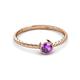 2 - Marian Bold Round Amethyst Solitaire Rope Promise Ring 