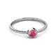 2 - Marian Bold Round Rhodolite Garnet Solitaire Rope Promise Ring 