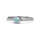 1 - Marian Bold Round Aquamarine Solitaire Rope Promise Ring 