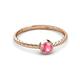 2 - Marian Bold Round Pink Tourmaline Solitaire Rope Promise Ring 