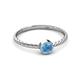 2 - Marian Bold Round Blue Topaz Solitaire Rope Promise Ring 