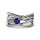 1 - Marini Bold Round Blue Sapphire Solitaire Criss Cross Promise Ring 