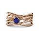 1 - Marini Bold Round Blue Sapphire Solitaire Criss Cross Promise Ring 