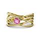 1 - Marini Bold Round Pink Sapphire Solitaire Criss Cross Promise Ring 