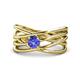 1 - Marini Bold Round Tanzanite Solitaire Criss Cross Promise Ring 