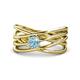 1 - Marini Bold Round Aquamarine Solitaire Criss Cross Promise Ring 