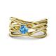 1 - Marini Bold Round Blue Topaz Solitaire Criss Cross Promise Ring 