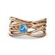 1 - Marini Bold Round Blue Topaz Solitaire Criss Cross Promise Ring 