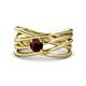 1 - Marini Bold Round Red Garnet Solitaire Criss Cross Promise Ring 