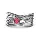 1 - Marini Bold Round Rhodolite Garnet Solitaire Criss Cross Promise Ring 