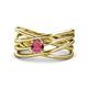 1 - Marini Bold Round Rhodolite Garnet Solitaire Criss Cross Promise Ring 