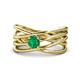 1 - Marini Bold Round Emerald Solitaire Criss Cross Promise Ring 