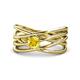 1 - Marini Bold Round Yellow Sapphire Solitaire Criss Cross Promise Ring 