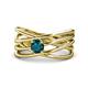 1 - Marini Bold Round London Blue Topaz Solitaire Criss Cross Promise Ring 