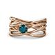 1 - Marini Bold Round London Blue Topaz Solitaire Criss Cross Promise Ring 