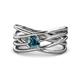 1 - Marini Bold Round Blue Diamond Solitaire Criss Cross Promise Ring 