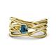 1 - Marini Bold Round Blue Diamond Solitaire Criss Cross Promise Ring 