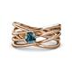 1 - Marini Bold Round Blue Diamond Solitaire Criss Cross Promise Ring 
