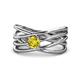 1 - Marini Bold Round Yellow Diamond Solitaire Criss Cross Promise Ring 